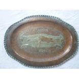 An unusual Hayle Copper oval tray,