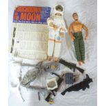 An Action Man Astronaut with various accessories and relating publication and one other figure