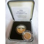 A 1994 silver proof £2 coin,