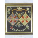 A rare Victorian wool work panel for the 1st Battalion Duke of Cornwall's Light Infantry depicting