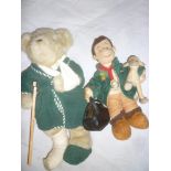 A good quality modern teddy bear together with a Tom Fetch veterinary figure (2)