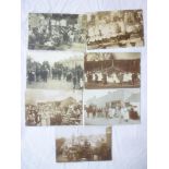 Seven various early photographic postcards of Cornwall including Chacewater Carnival,