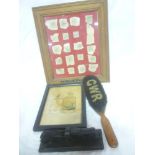 A selection of various GWR memorabilia including framed display of GWR parcel and letter stamps