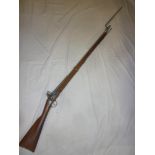 A replica Brown Bess musket with bayonet