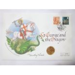 A 2005 gold sovereign coin cover "St George and the Dragon"