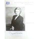 A signed photograph of Margaret Thatcher together with letter dated 1994