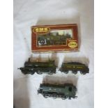 Two kit-built OO gauge GWR locomotives and a boxed Airfix GWR 0-4-2 locomotive (3)