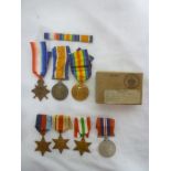 A family group of medals:- 1914-15 star trio of medals awarded No.M2-033388 Pte. W. Perkins A.S.C.