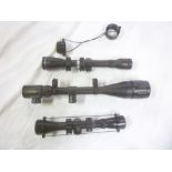 Three various telescopic sights including Piney 6-24X50,