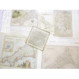 Various unframed maps of Cornwall including 18th Century hand coloured map of Cornwall by T Kitchin,