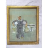 L**W** - watercolour Sailor on a quayside, signed with initials,