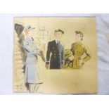 Helen McKie - watercolour World War II sketch depicting women in the Armed Forces, signed,