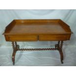 A 19th Century satinwood rectangular side table/washstand with two drawers in the frieze on spiral