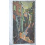 Humberton - oil on canvas Port Loe street scene, inscribed to verso,