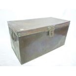 A 19th Century copper rectangular two-handled trunk with hinged lid,