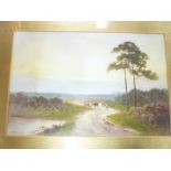 J**W** Gozzard - watercolour "A Surrey Common" signed, labelled to verso,