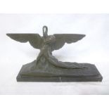 A 19th Century bronze figure "Leda and the Swan" on rectangular base bearing raised studio stamp