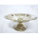 A George V silver shaped-circular pedestal bowl, 9" diameter,