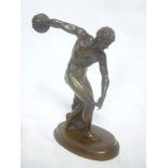 A good quality 19th Century bronze figure of a classical male athlete/discus thrower on oval base,