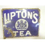 An old enamelled rectangular advertising sign "Lipton's tea" 13" x 16½"