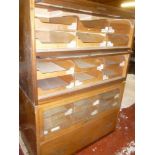 Two oak millinery cabinets,