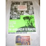 Three original Fu Manchu film posters including "The Face of Fu Manchu/The Castle of Fu Manchu/The