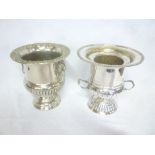 A good quality silver plated classical two handled champagne cooler with raised decoration and one