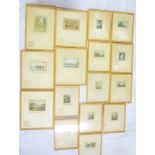 Sixteen framed and glazed aquatints by Claude H Rowbotham,