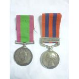 Two part-erased medals - India General Service medal with Burma 1885-7 bar and Afghanistan medal