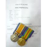 A First War pair of medals awarded to No.K1099 G Hopper Act.L.Sto. R.N.
