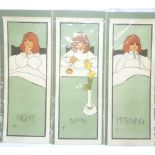 A set of three nursery chromolithograph posters circa 1900 by John Hassall "Morning/ Noon/ Night"