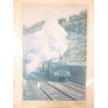 A coloured limited edition Railway print "Castle at Sapperton Tunnel",