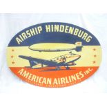 A reproduction oval plaque "Airship Hindenburg American Airlines Inc"