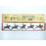 A boxed set of five Britains 4th Queens Own Hussars on horseback in original box