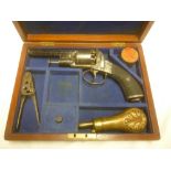 A mid 19th Century Adam's-style 80 bore percussion six-shot revolver with engraved action,