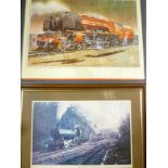 Two coloured Railway prints "City of Carlisle" after James Kelso and "Stoneycombe Morning" after N