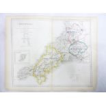 A hand coloured map of the Hunting Areas and Boroughs of Cornwall by J & C Walker