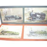 A set of four unframed coloured locomotive prints by D G MacKay