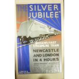 A reproduction coloured Railway poster "The Silver Jubilee - Britain's First Streamline Train -