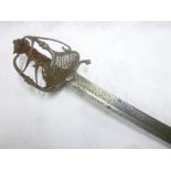 A 17th Century horseman's sword with 27" curved single-edged blade,