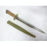 An old antler handled dagger, the 12" triangular blade from an 18th Century small sword,