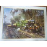 A coloured Railway print by Terence Cuneo "Cathedrals Express",