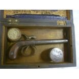 A 19th Century percussion single barrel pocket pistol with 4" steel barrel,