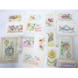 Fifteeen various First War embroidered silk postcards including Army Veterinary Corps,