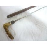 A gentleman's sword stick with square tapered steel blade,