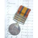 A Queen's South Africa Medal with three bars (Tugela Heights/ Relief of Ladysmith/ Transvaal)