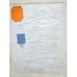 An 1847 Admiralty vellum document appointing Richard Green Didham as Paymaster and Purser on HMS