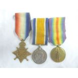 A 1914/15 Star trio of medals awarded to No. 9312 Pte. A. Lunnon D.C.L.I.