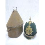 An Edward VII / George V Officers green cloth helmet of the Duke of Cornwall's Light Infantry by