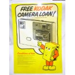 An original camera poster sign "Free Kodak Camera Loan !"